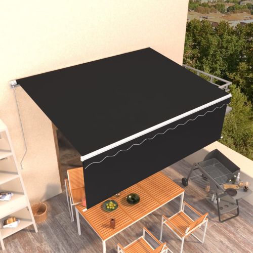 Ръчно прибиращ се сенник с щора, 4x3 м, антрацит