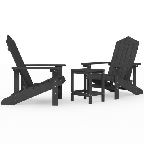 Градински столове "Адирондак" с масичка, HDPE, антрацит
