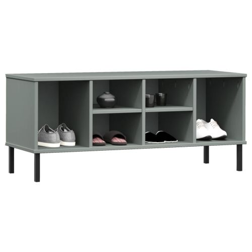 Етажерка за обувки с метални крака сива 106x35x45 см масив OSLO