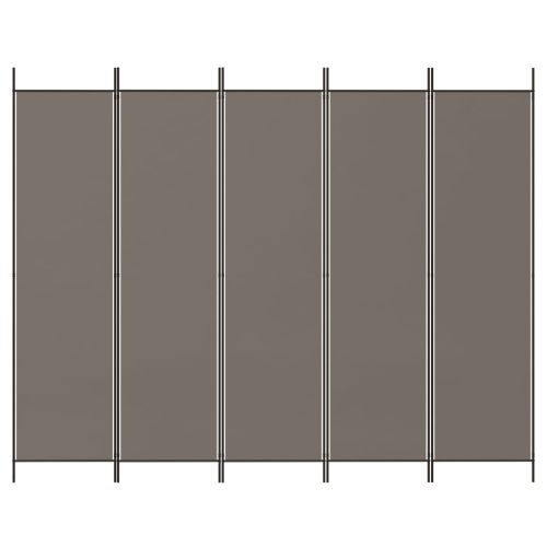 Параван за стая, 5 панела, антрацит, 250x200 cм, текстил