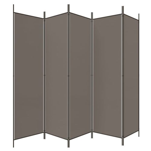 Параван за стая, 5 панела, антрацит, 250x200 cм, текстил