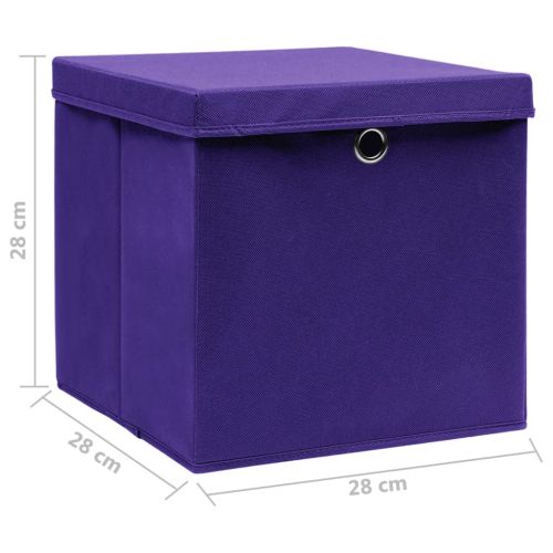 Кутии за съхранение с капаци 4 бр 28x28x28 см лилави