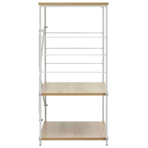 Шкаф за микровълнова бял и дъб 60x39,6x79,5 см инженерно дърво