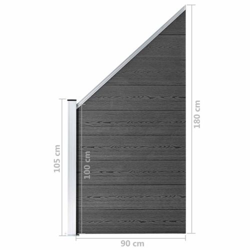 Ограден панел, WPC, 1830x(105-186) см, черен