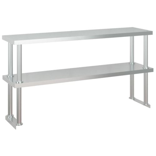 Кухненска работна маса с рафт 120x60x145 см неръждаема стомана