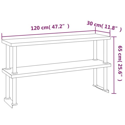 Кухненска работна маса с рафт 120x60x145 см неръждаема стомана