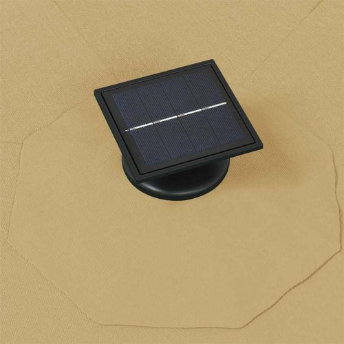 Градински чадър за монтаж на стена, с LED, 300 см, таупе