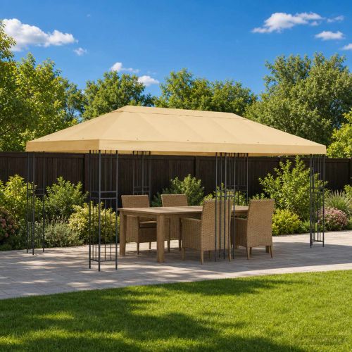 Канапе за беседка 6 x 3 m Кремаво Полиестер 190 gsm