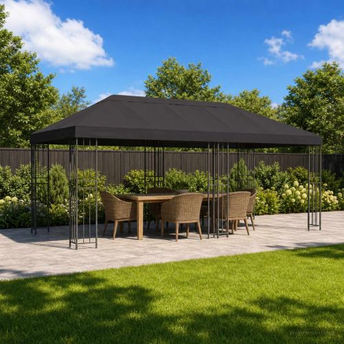 Канапе за беседка 6 x 3 m Антрацит Полиестер 190 gsm