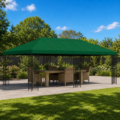 Канапе за беседка 6 x 3 m Зелено Полиестер 190 gsm