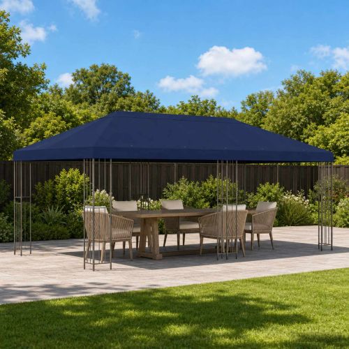 Канапе за беседка 6 x 3 m Синьо Полиестер 190 gsm