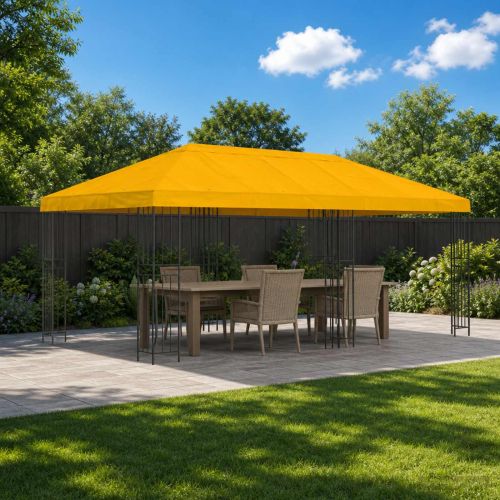 Канапе за беседка 6 x 3 m Жълто Полиестер 190 gsm