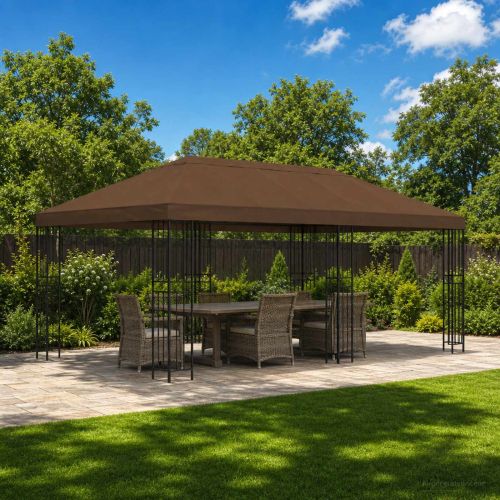 Канапе за беседка 6 x 3 m Кафяво Полиестер 190 gsm