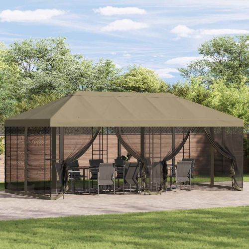 Покривало за беседка с стени 6 x 3 m Бежово Полиестер 190 gsm
