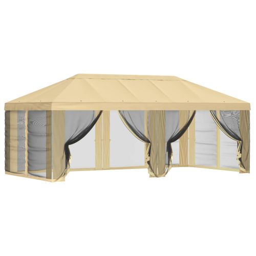 Покривало за беседка с стени 6 x 3 m Кремаво Полиестер 190 gsm