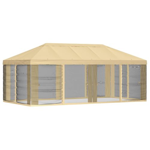 Покривало за беседка с стени 6 x 3 m Кремаво Полиестер 190 gsm