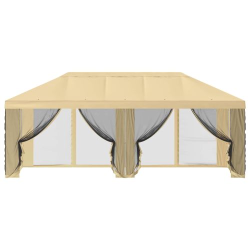 Покривало за беседка с стени 6 x 3 m Кремаво Полиестер 190 gsm