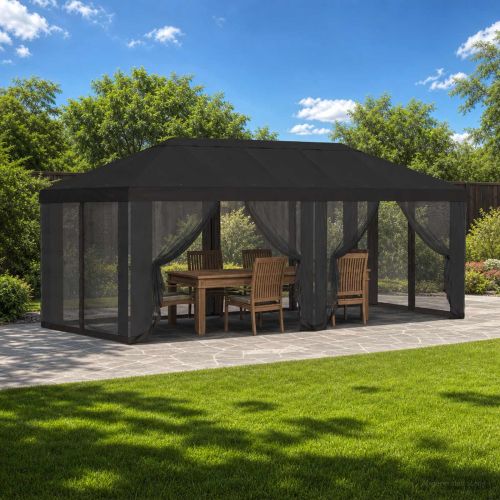 Покривало за беседка с стени 6 x 3 m Антрацит Полиестер 190 gsm