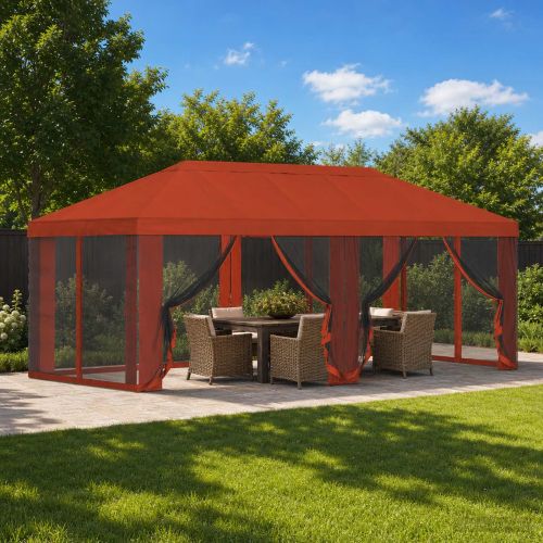 Покривало за беседка с стени 6 x 3 m Теракота Полиестер 190 gsm