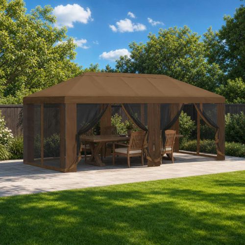 Покривало за беседка с стени 6 x 3 m Таупе Полиестер 190 gsm