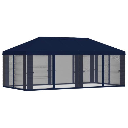 Покривало за беседка с стени 6 x 3 m Синьо Полиестер 190 gsm