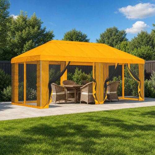 Покривало за беседка с стени 6 x 3 m Жълто Полиестер 190 gsm