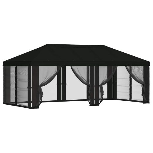 Покривало за беседка с стени 6 x 3 m Черно Полиестер 190 gsm