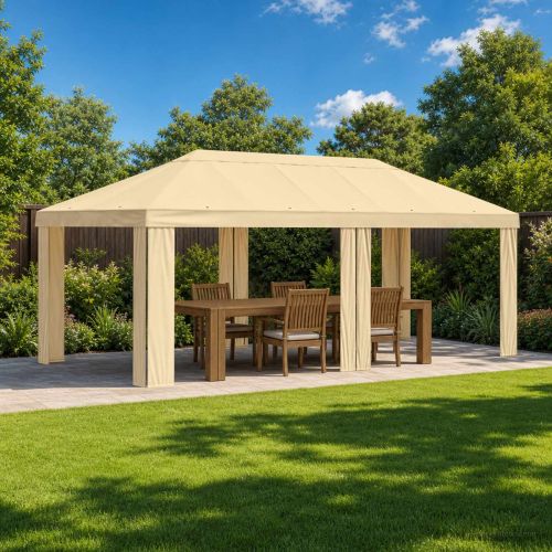 Покривало за беседка 6 x 3 m Кремаво Полиестер 190 gsm