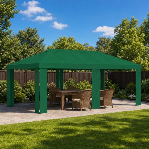 Покривало за беседка 6 x 3 m Зелено Полиестер 190 gsm
