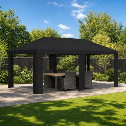 Покривало за беседка 6 x 3 m Черно Полиестер 190 gsm