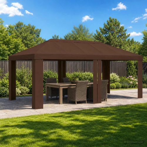 Покривало за беседка 6 x 3 m Кафяво Полиестер 190 gsm