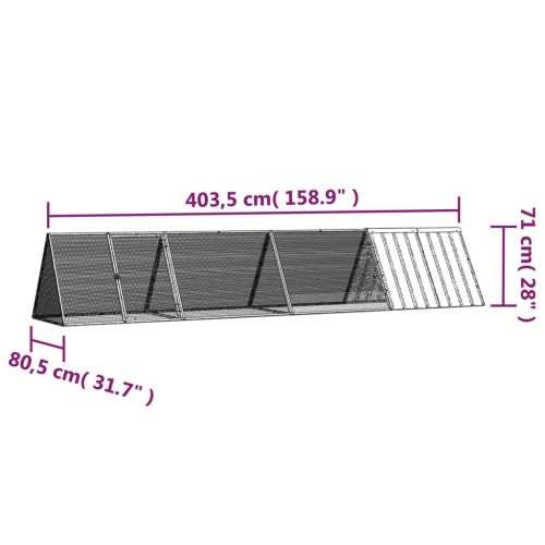 Клетка за зайци антрацит 403,5x80,5x71 см поцинкована стомана