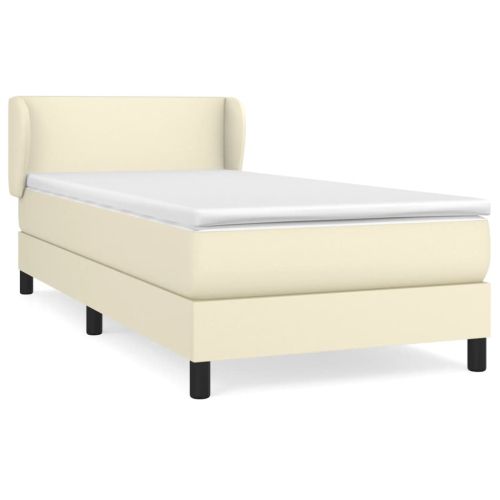 Боксспринг легло с матрак, кремаво, 80x200 см, изкуствена кожа