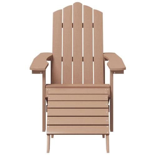 Градински стол Adirondack с табуретка, HDPE, кафяв