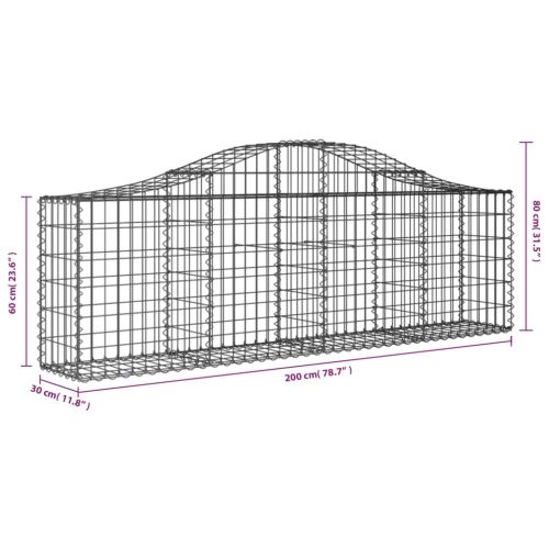 Дъговидна габионна кошница 200x30x60/80 см поцинковано желязо