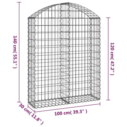 Дъговидна габионна кошница 100x30x120/140 см поцинковано желязо