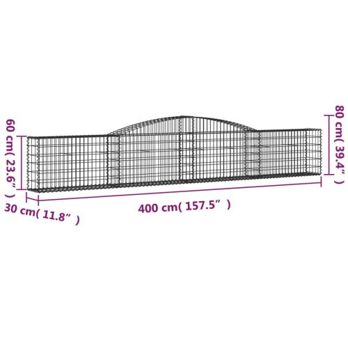 Дъговидна габионна кошница 400x30x60/80 см поцинковано желязо