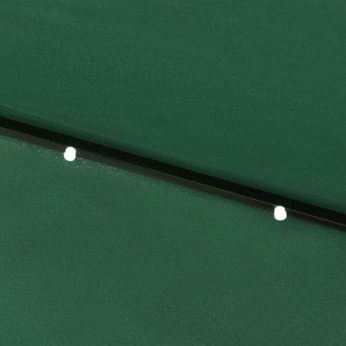 Градински чадър с LED и стоманен прът, зелен, 2x3 м