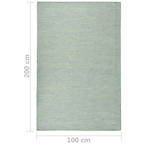 Градински плоскотъкан килим, 100x200 см, тюркоазен