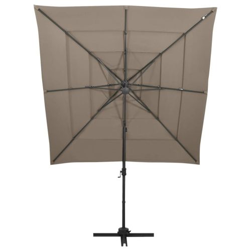 Градински чадър на 4 нива с алуминиев прът таупе 250x250 см