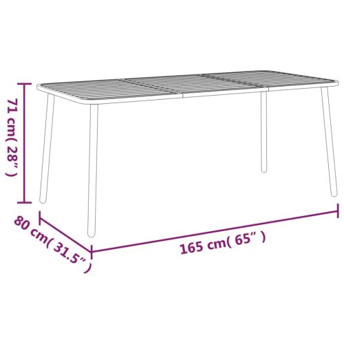 Градинска маса антрацит 165x80x71 cм стомана