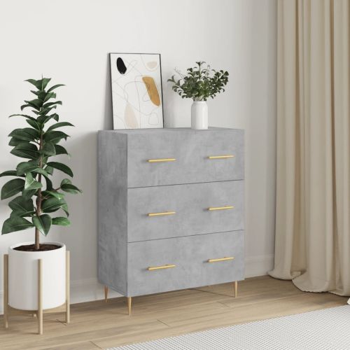Сайдборд, бетонно сив, 69,5x34x90 см, инженерно дърво