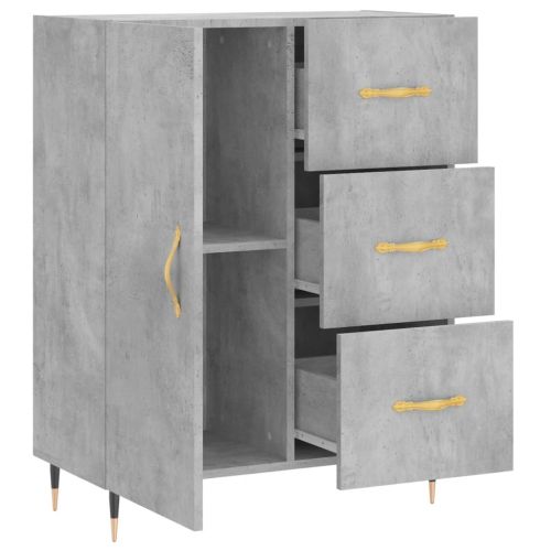 Сайдборд, бетонно сив, 69,5x34x90 см, инженерно дърво