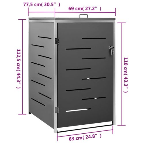 Единичен навес за кофа за смет 69x77,5x115 см инокс