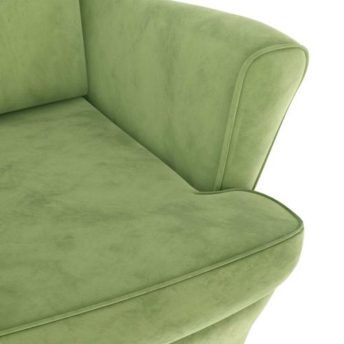 Фотьойл Wingback с табуретка, светлозелено, кадифе