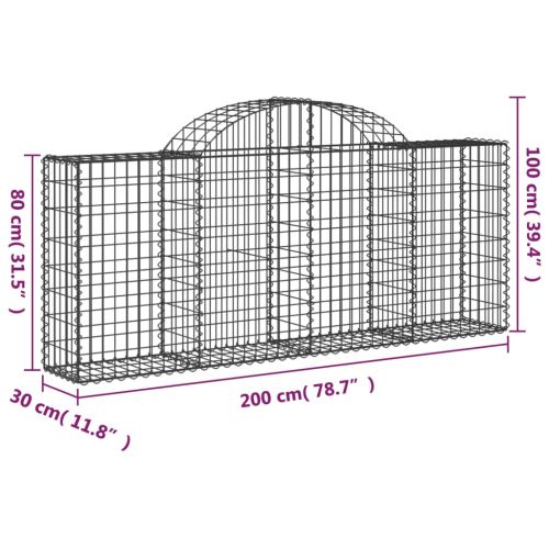 Габионни кошници арка 6 бр 200x30x80/100 см поцинковано желязо