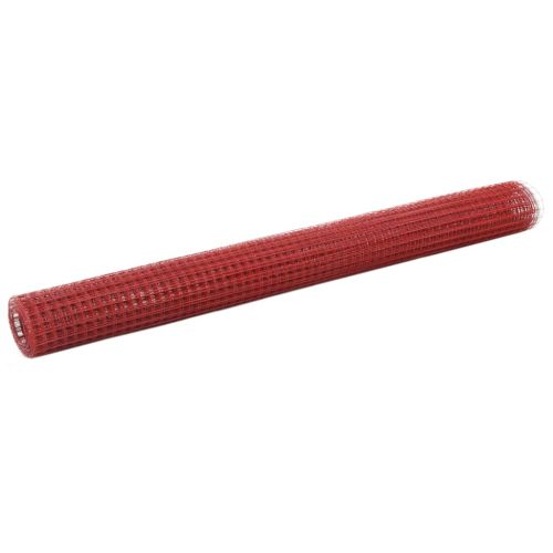 Кокошкарска мрежа, стомана с PVC покритие, 10x1,5 м, червена