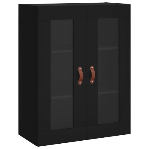 Стенни шкафове, 2 бр, черни, инженерно дърво