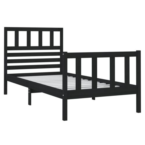 рамка за легло черна 75x190 см Small Single дърво масив