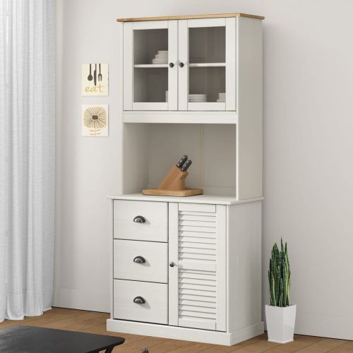 Висок шкаф VIGO, бял, 78x40x175 см, бор масив